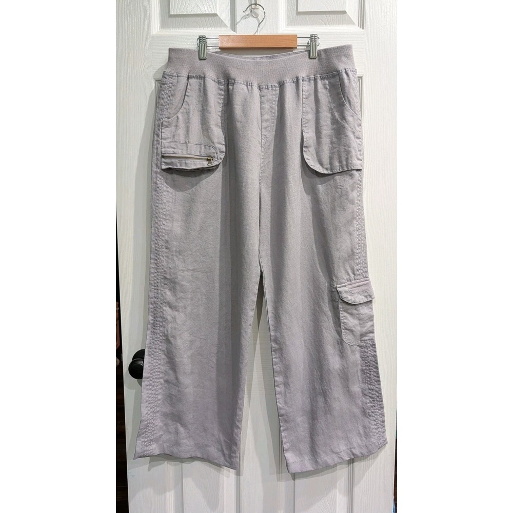 Soft Surroundings Womens Palmilla Cargo Utility Wide Leg Pull On Pants Large